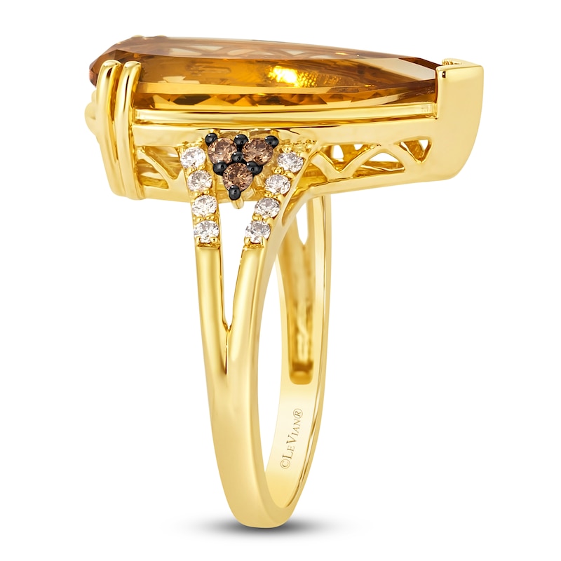 Le Vian® Pear-Shaped Cinnamon Citrine® and 0.23 CT. T.W. Diamond Split Shank Ring in 14K Honey Gold™ - Size 7