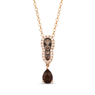 Le Vian® Pear-Shaped Chocolate Quartz® and 0.29 CT. T.W. Diamond Drop Pendant in 14K Strawberry Gold® - 19”