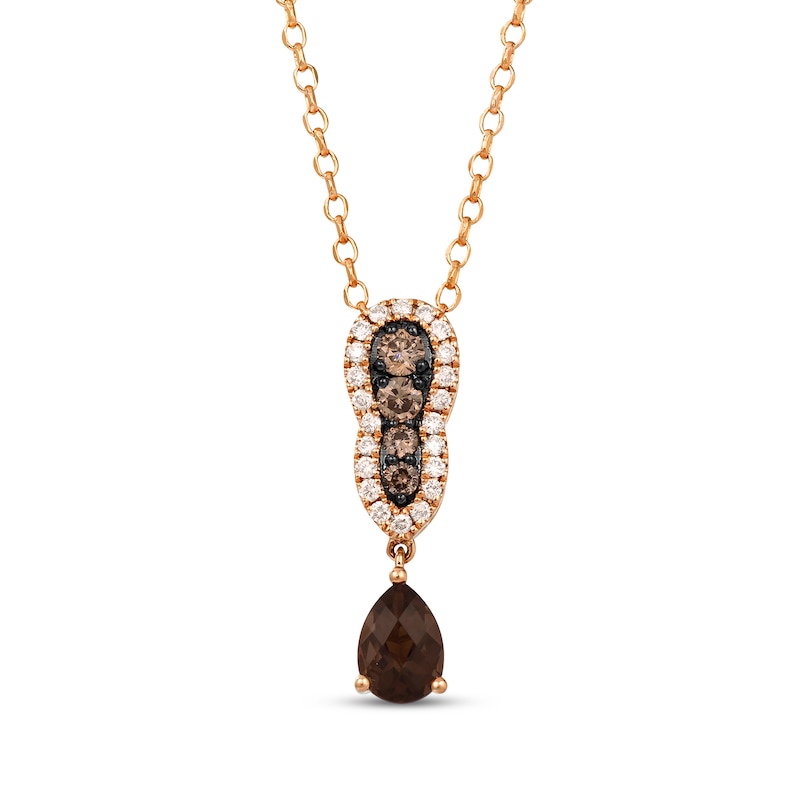 Le Vian® Pear-Shaped Chocolate Quartz® and 0.29 CT. T.W. Diamond Drop Pendant in 14K Strawberry Gold® - 19”