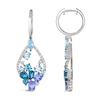 Le Vian® Blue Topaz, Tanzanite, Blue Zircon and 0.37 CT. T.W. Nude Diamond™ Hoop Drop Earrings in 14K Vanilla Gold®