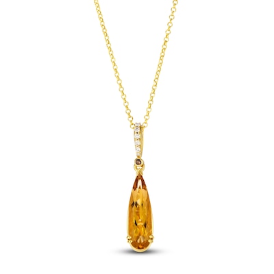 Le Vian® Pear-Shaped Cinnamon Citrine® and 0.065 CT. T.W. Diamond Drop Pendant in 14K Honey Gold™ - 19”