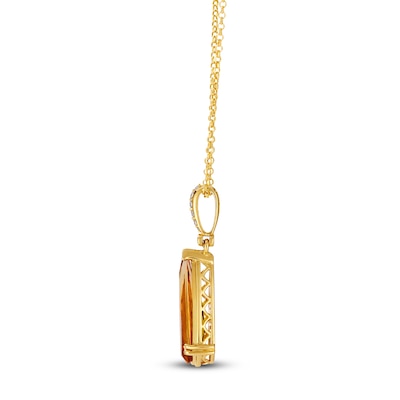 Le Vian® Pear-Shaped Cinnamon Citrine® and 0.065 CT. T.W. Diamond Drop Pendant in 14K Honey Gold™ - 19”