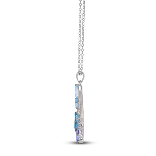 Le Vian® Blue Topaz, Tanzanite, Blue Zircon and 0.29 CT. T.W. Nude Diamond™ Drop Pendant in 14K Vanilla Gold® - 19”