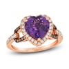 Le Vian® Heart-Shaped Grape Amethyst™ and 0.29 CT. T.W. Diamond Frame Ring in 14K Strawberry Gold® - Size 7