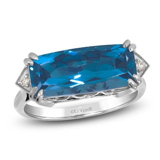 Le Vian® Cushion-Cut Deep Sea Blue Topaz™ and Nude Diamond™ Accent Collar Ring in 14K Vanilla Gold® - Size 7