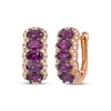 Le Vian® Oval Raspberry Rhodolite™ Garnet and 0.29 CT. T.W. Nude Diamond™ Frame Hoop Earrings in 14K Strawberry Gold®