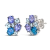 Le Vian® Deep Sea Blue Topaz™, Blueberry Tanzanite® and Sea Blue Aquamarine® Stud Earrings in 14K Vanilla Gold®