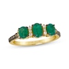 Le Vian® Oval Costa Smeralda Emerald™ and 0.23 CT. T.W. Diamond Three Stone Ring in 14K Honey Gold™ - Size 7