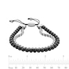 6.0mm Hematite Bead and Box Chain Bolo Bracelet in Stainless Steel - 10.5”