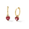 6.0mm Heart-Shaped Garnet Hoop Drop Earrings in 10K Gold