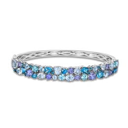 Le Vian® Deep Sea Blue Topaz™, Blue Zircon, Tanzanite and Sea Blue Aquamarine® Bangle in 14K Vanilla Gold® - 6.75&quot;