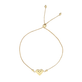 Puff Heart Bolo Bracelet in 14K Gold - 9.0"