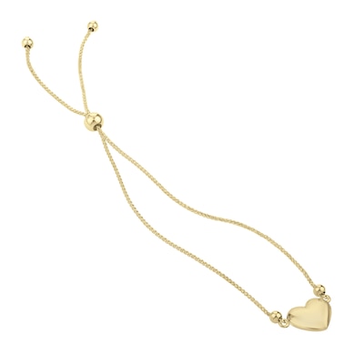 Puff Heart Bolo Bracelet in 14K Gold - 9.0"