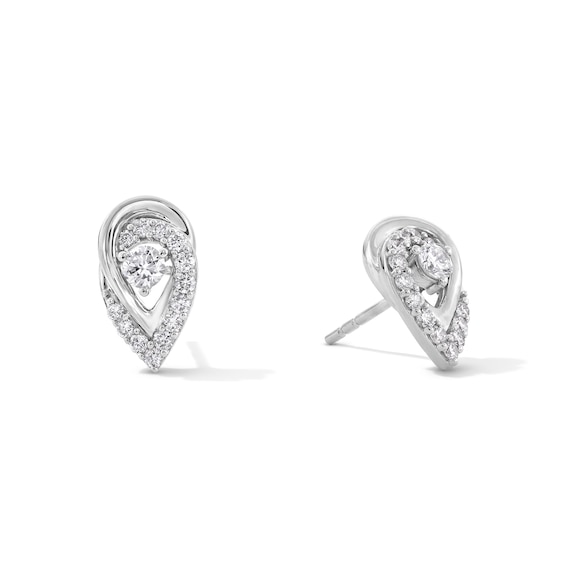 0.50 CT. T.W. Certified Lab-Created Diamond Crossover Teardrop Stud Earrings in Sterling Silver (I/I1)