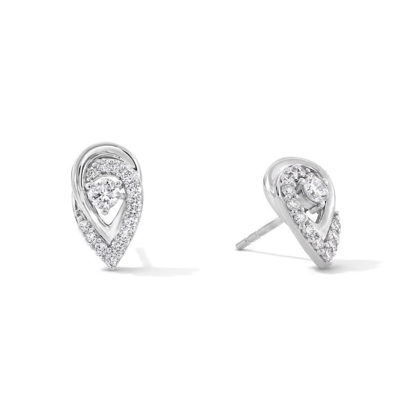 Main Image 1 of 0.50 CT. T.W. Certified Lab-Created Diamond Crossover Teardrop Stud Earrings in Sterling Silver (I/I1)