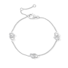 Thumbnail Image 1 of 0.25 CT. T.W. Certified Lab-Created Diamond Double Heart Station Bracelet in Sterling Silver (I/I1) - 7.25”