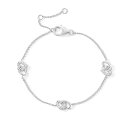 0.25 CT. T.W. Certified Lab-Created Diamond Double Heart Station Bracelet in Sterling Silver (I/I1) - 7.25”