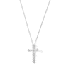 Thumbnail Image 1 of 0.23 CT. T.W. Baguette and Round Diamond Cross Pendant in Sterling Silver