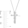 0.23 CT. T.W. Baguette and Round Diamond Cross Pendant in Sterling Silver