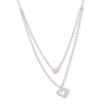 Thumbnail Image 1 of 0.085 CT. T.W. Diamond Layered Double Heart Necklace in Sterling Silver and 18K Rose Gold Plate - 19”