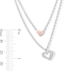 0.085 CT. T.W. Diamond Layered Double Heart Necklace in Sterling Silver and 18K Rose Gold Plate - 19”