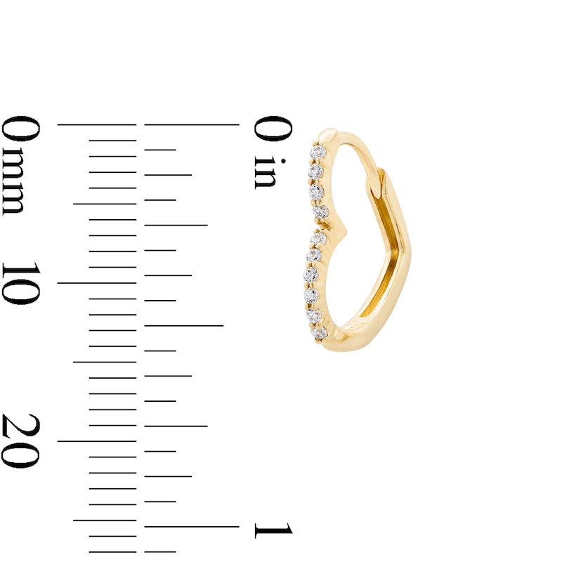 Main Image 2 of 0.085 CT. T.W. Diamond Heart Hoop Earrings in Sterling Silver with 14K Gold Plate