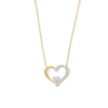 Thumbnail Image 1 of 0.085 CT. T.W. Multi-Diamond Heart in Heart Necklace in Sterling Silver with 14K Gold Plate - 17&quot;