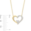 0.085 CT. T.W. Multi-Diamond Heart in Heart Necklace in Sterling Silver with 14K Gold Plate - 17"