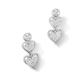 0.20 CT. T.W. Certified Lab-Created Multi-Diamond Double Heart Drop Earrings in Sterling Silver (I/I1)