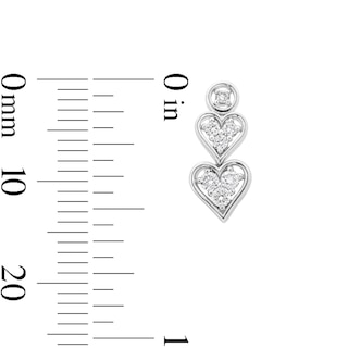 0.20 CT. T.W. Certified Lab-Created Multi-Diamond Double Heart Drop Earrings in Sterling Silver (I/I1)