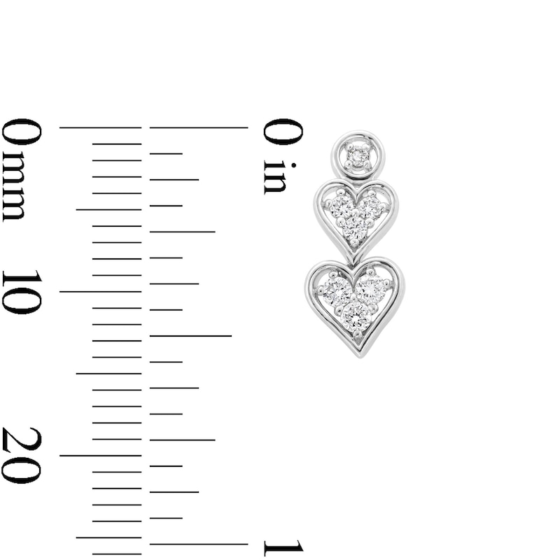 0.20 CT. T.W. Certified Lab-Created Multi-Diamond Double Heart Drop Earrings in Sterling Silver (I/I1)