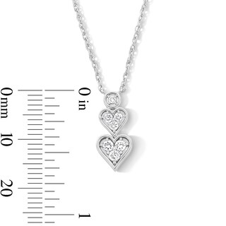 0.20 CT. T.W. Certified Lab-Created Multi-Diamond Double Heart Drop Necklace in Sterling Silver (I/I1)