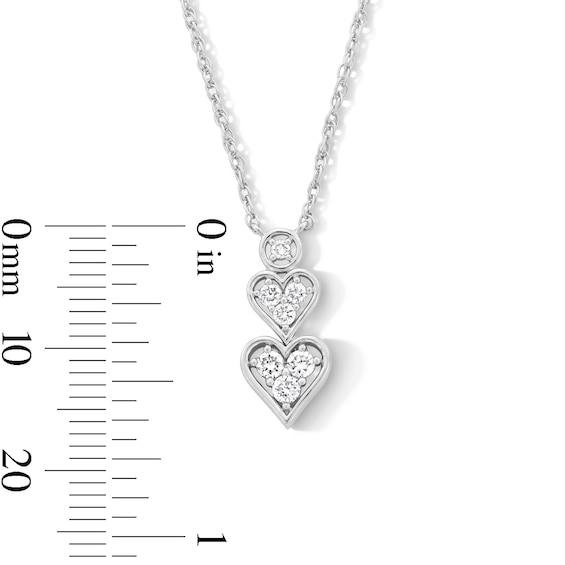 0.20 CT. T.W. Certified Lab-Created Multi-Diamond Double Heart Drop Necklace in Sterling Silver (I/I1)