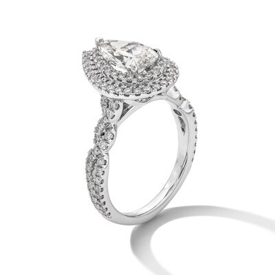 Vera Wang Love Collection 2.25 CT. T.W. Pear Certified Lab-Created Diamond Double Frame Engagement Ring in Platinum