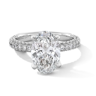 Vera Wang Love Collection 3.80 CT. T.W. Oval Certified Lab-Created Diamond Engagement Ring in Platinum (F/VS2)