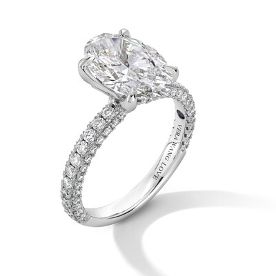 Vera Wang Love Collection 3.80 CT. T.W. Oval Certified Lab-Created Diamond Engagement Ring in Platinum (F/VS2)