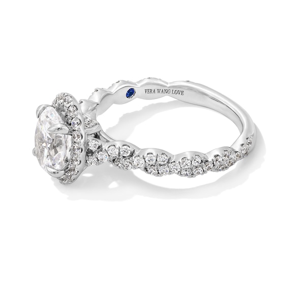 Vera Wang Love Collection 1.60 CT. T.W. Oval Certified Lab-Created Diamond Frame Twist Engagement Ring in Platinum