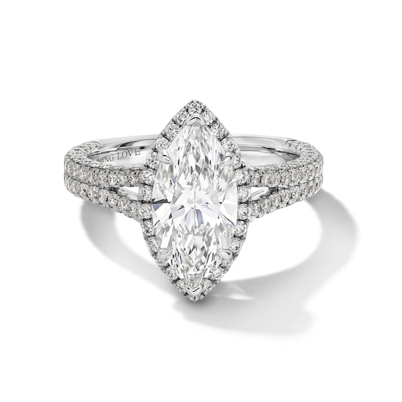 Vera Wang Love Collection 3.00 CT. T.W. Marquise Certified Lab-Created Diamond Split Shank Engagement Ring in Platinum