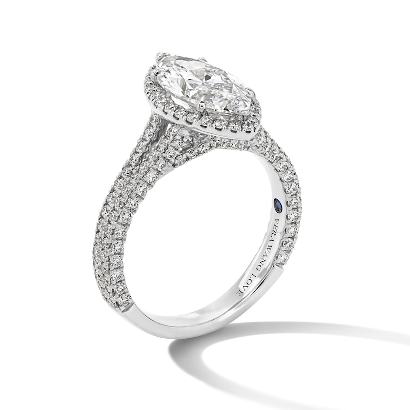 Vera Wang Love Collection 3.00 CT. T.W. Marquise Certified Lab-Created Diamond Split Shank Engagement Ring in Platinum