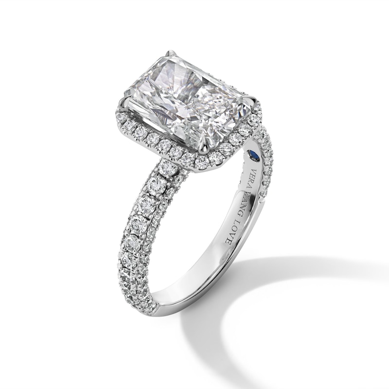 Vera Wang Love Collection 4.00 CT. T.W. Radiant-Cut Certified Lab-Created Diamond Engagement Ring in Platinum (F/VS2)