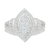 0.95 CT. T.W. Marquise-Shaped Multi-Diamond Frame Collar Split Shank Bridal Set in 10K Gold