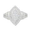 0.95 CT. T.W. Marquise-Shaped Multi-Diamond Frame Collar Split Shank Bridal Set in 10K Gold