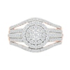 CT. T.W. Multi-Diamond Double Frame Multi-Row Split Shank Bridal Set in 10K Rose Gold