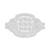 0.95 CT. T.W. Cushion-Shaped Multi-Diamond Frame Collar Bridal Set in 10K Gold