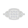 0.95 CT. T.W. Cushion-Shaped Multi-Diamond Frame Collar Bridal Set in 10K Gold