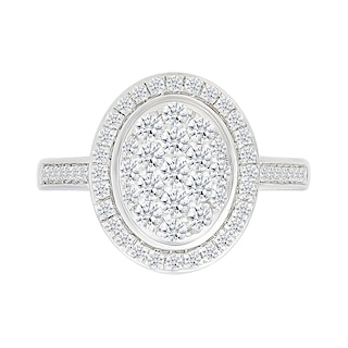 0.95 CT. T.W. Oval-Shaped Multi-Diamond Frame Bridal Set in 10K Gold