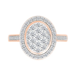 0.95 CT. T.W. Oval-Shaped Multi-Diamond Frame Bridal Set in 10K Rose Gold