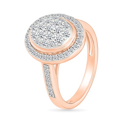 0.95 CT. T.W. Oval-Shaped Multi-Diamond Frame Bridal Set in 10K Rose Gold