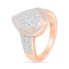 0.95 CT. T.W. Pear-Shaped Multi-Diamond Swirl Frame Triple Row Bridal Set in 10K Rose Gold