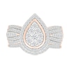 0.95 CT. T.W. Pear-Shaped Multi-Diamond Frame Multi-Row Bridal Set in 10K Rose Gold